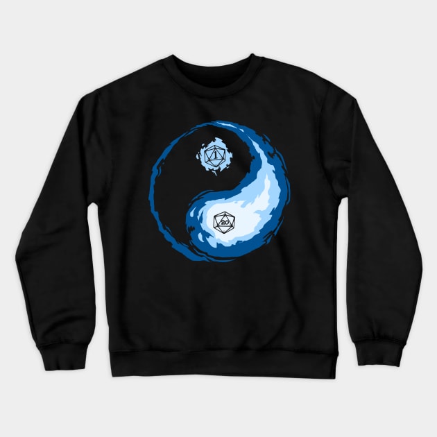 Tabletop Gaming DM Print Dragons Yin Yang D20 Dice Tee Crewneck Sweatshirt by Linco